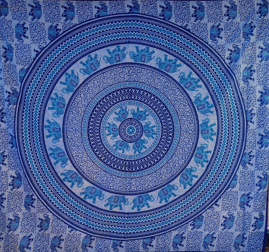 Manta con mandala azul